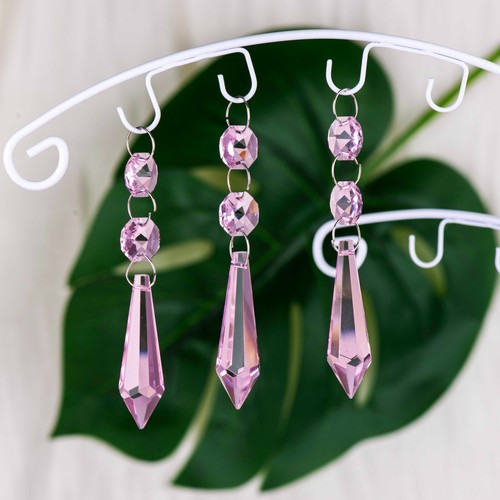 10pcs 2" Crystal Icicle Pendant Chandelier Prisms Drops Lamp Curtain DIY Parts - Picture 42 of 53
