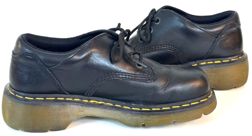 Scarpe stringate nere Dr Martens da donna taglia 9 Chanda pelle tacco grosso top basso - Foto 5 di 12