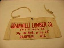 Vintage Hardware Store Advertising Apron - Granville Lumber Co. Granville WI