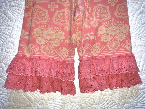 Matilda Jane Size 4 Girl Spice Is Nice Knot Top & Sugar Rush Eyelet Peach Pants - Picture 4 of 12
