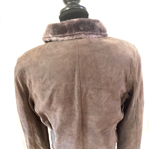 Roper Women's Size L Brown Leather Button Front Coat Faux Fur Lined Cropped - Picture 4 of 13