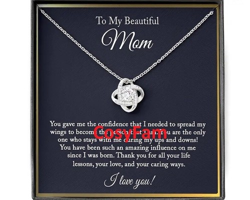 Silver Necklace Gift To My Mom Mother From Son Daughter Birthday Valentine's day - Picture 9 of 11