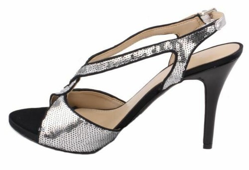 Marc Fisher Hide Women's Silver/Black Open Toe Fashion Heels size 9 - Picture 3 of 4