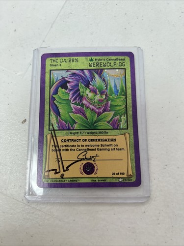Cannabeast TCG Werewolf OG /100 Long Beach Collect A Con Promo Signed by Schwift - 第 1/3 張圖片