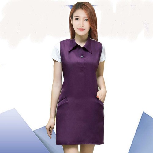 Women Nurse Dress Female Beautician Lab Long Coat Work Clothes Pinafore - Picture 10 of 14