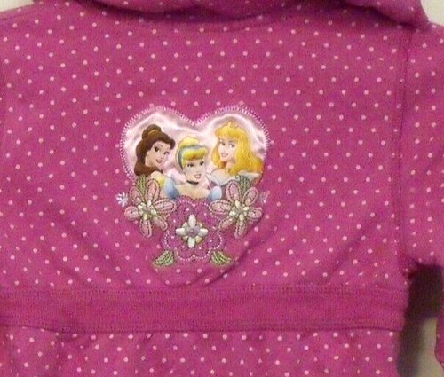 Disney Princess Pink with Pink Dots Long Sleeve Hooded Sweatshirt Girls Size 6 - Picture 6 of 6