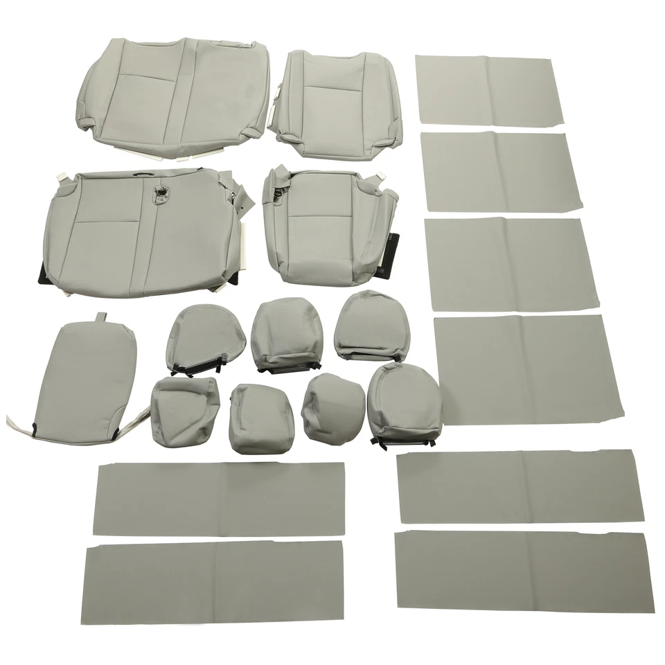 Front & Rear Full Set Seat Covers For Toyota Highlander LE Hybrid 2014-2019 Gray - Image 4 of 4