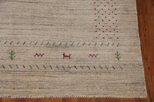 Oriental Gabbeh Rug Beige Handmade Wool 5x8 ft. for Bedroom - Picture 5 of 19