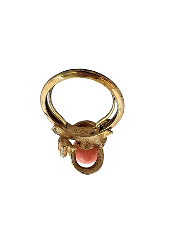 Vintage Avon Spindrift 1975 goldfarben verstellbar Kunstkoralle Kugel Perlen Ring - Bild 4 von 5