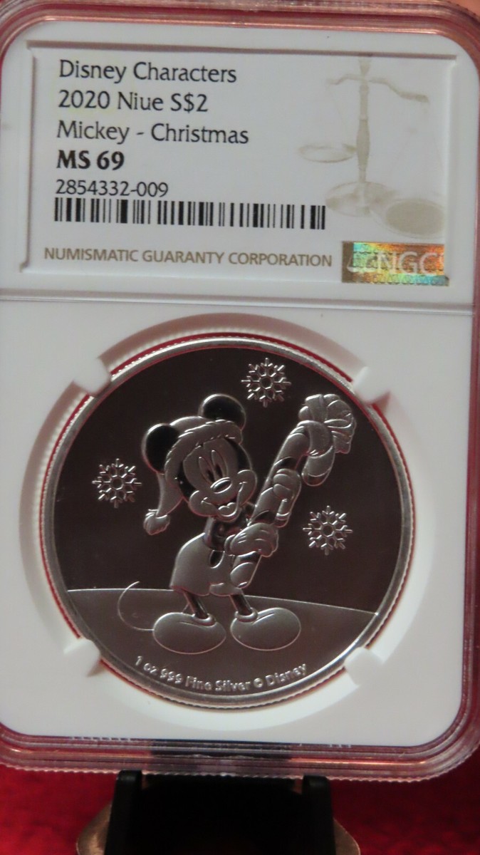 NEWS ジャニーズ 2007 PLATINUM DISC受賞記念品　なかにし礼 2020 Niue $2 - Christmas Mickey - NGC MS69 Disney 1 Oz .999 Silver
