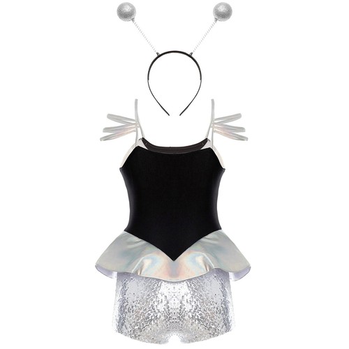 Kids Girls Bodysuit Masquerade Alien Costume Outfits Leotard Sequins Halloween - Picture 39 of 50