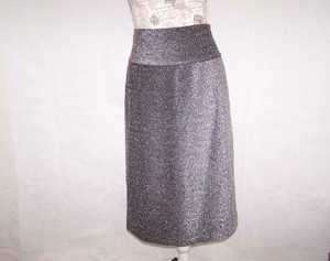Bisou-Bisou-Michele-Bohbot-Skirt-Plus-1X-Stretch-Black-Silver-Shiny-Metallic-NWT