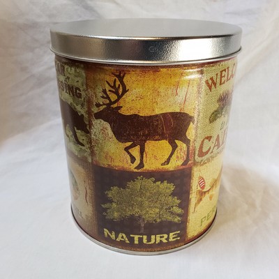 Nature Tin Can Gift Storage Bears Fish Deer Cabin Home Decor Ebay