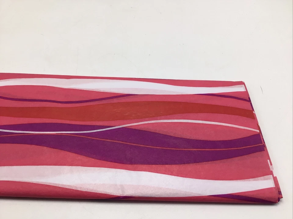 Tissue Paper Printed Valentine's Day Wavy Pink Red 20" x 26" Package 5 Sheets - Image 2 of 4