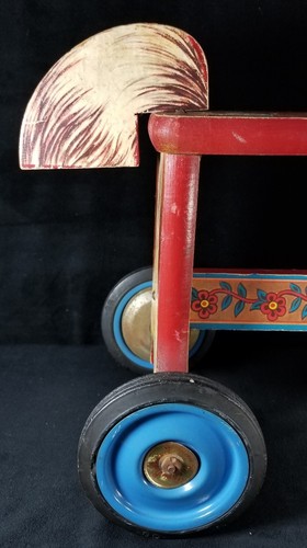 Vintage 1930s-1940s Gong Bell Mfg Riding Rolling Toy Hobby Horse 20x17.2x8 VGOOD - Picture 7 of 12