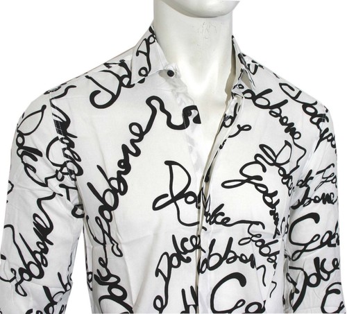 Dolce&Gabbana Black / White Flexible Viscose Thin Cotton Slim Fit Men's Shirt - Picture 6 of 21