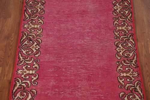 Fuchsia Pink Wool Tebriz Traditional Hand-knotted Hallway Narrow Runner Rug 2x9 - Picture 4 of 18