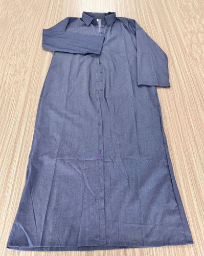 Abito lungo stile denim retrò maxi t-shirt vestito donna formale elegante camicia vestito - Foto 4 di 9