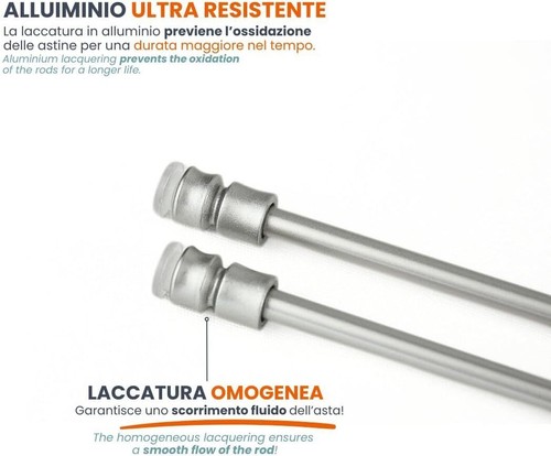 Bacchette per Tende a Vetro Astine a Molla Estensibile in Alluminio - 1 Coppia - Imagen 6 de 10