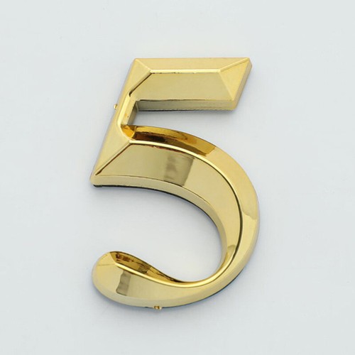 Gold House Door Numbers 0-9 Plaques Stick On Self Adhesive 3D Signs Hotel Office - Picture 9 of 28