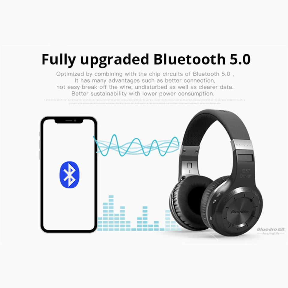 Bluedio Turbine Bluetooth Headset Wireless Stereo Headphones for Cell Phone PC - Image 4 of 4