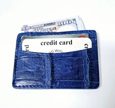 Royal Blue Matte Genuine Alligator 5 Pocket Card Case - USA