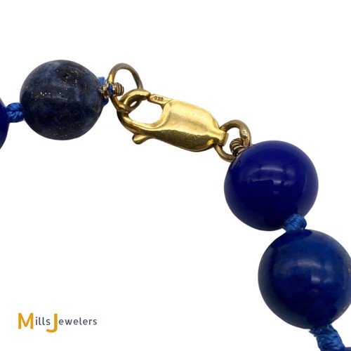 Pulsera con cuentas de lapislázuli azul de oro amarillo de 14 K de 16 piedras - Imagen 8 de 10