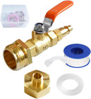 RV Winterize Blowout Brass Adapter with Ball Valve, 1/4“ Air Quick Connecting Pl