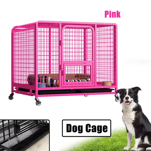 Jumbo Anti-Bite Metal Dog Cage Heavy Pet Crate Playpen Kennel Wheels with Tray - Picture 18 of 22