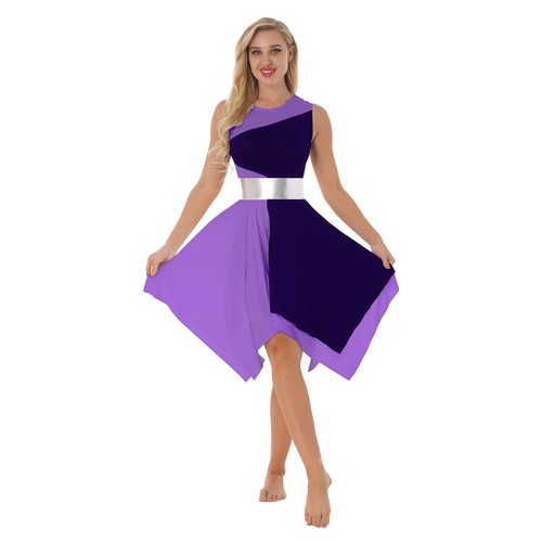 Abito da ballo donna metallizzato lode overlay tunica color block culto danza, abito - Foto 15 di 59