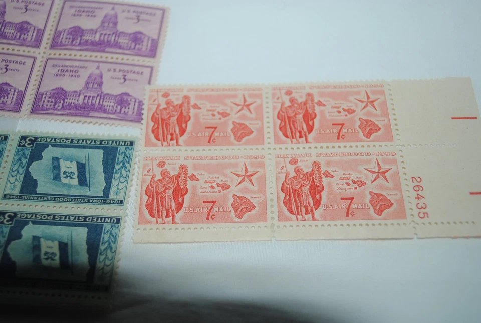 U.S. Postage Stamps, 2 vintage plate blocks plus 1 vintage block of 4, #EWPB7 - Image 3 of 3