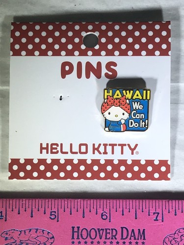 HELLO KITTY HAWAII WE CAN DO IT PINBACK SANRIO HAWAII SOUVENIR HELLO KITTY PIN - Picture 23 of 24