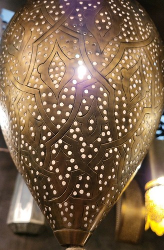 Moroccan Handmade Brass Ceiling Lamp H80 x W45cm Free PP - Picture 4 of 5