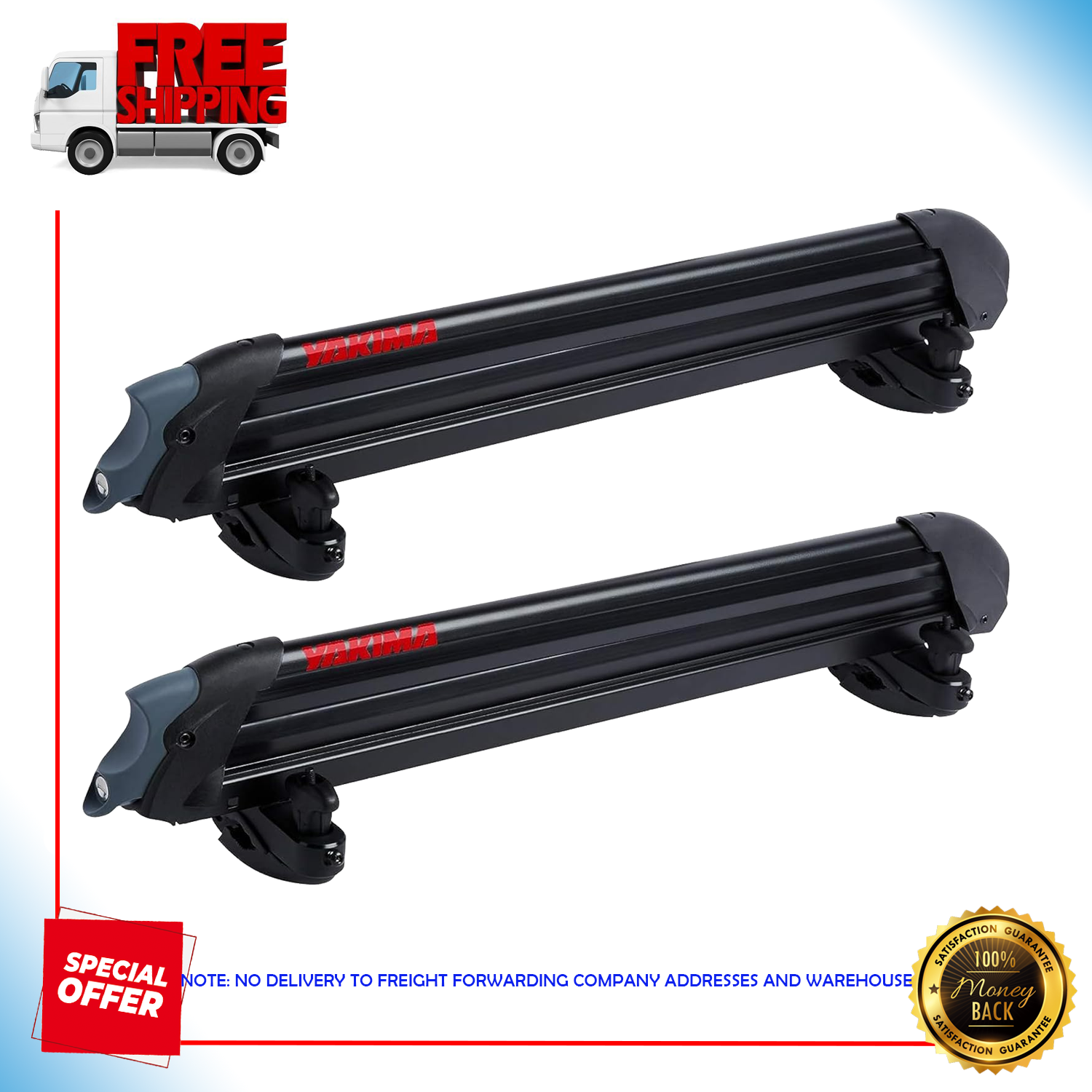 Yakima PowderHound 6 Ski or 4 Snowboard Universal Mount Travel Roof