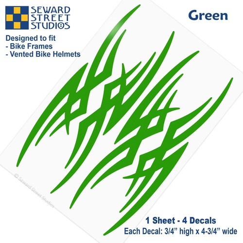 Tribal Reflective Helmet Decals, 4 Green Bike Frame Reflector Stickers #877R - Picture 3 of 7