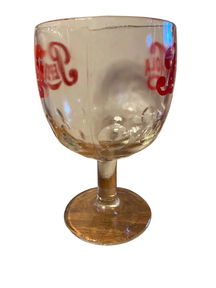 复古红色复古标志百事可乐干苏打水拇指纹高脚杯玻璃 — 第 4/4 张图片