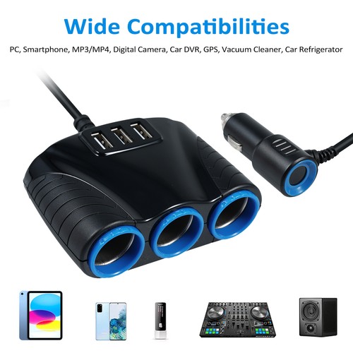 12-24 V 3 Wege Auto Steckdose Splitter USB Z6O0 - Bild 8 von 10