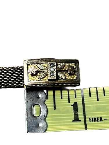 Pair Victorian Gold Filled Mesh Chain Flower Seed Pearl Bracelets ^ - Picture 18 of 18