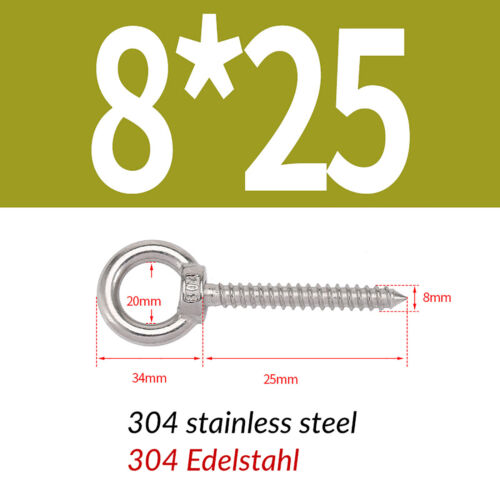 Vite filo legno bullone sollevamento occhi acciaio inox A2 304 grado marino 4 mm-12 mm - Foto 33 di 52