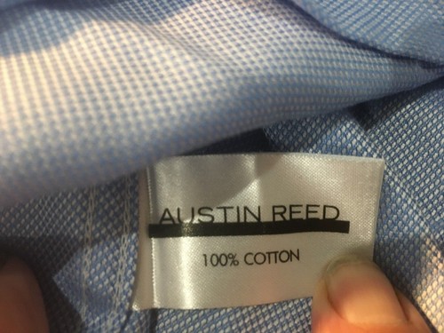 Austin Reed Casual Shirt Blue Micro Check Adult XXL 16" Collar Cufflink Rqd (P8) - Picture 6 of 7
