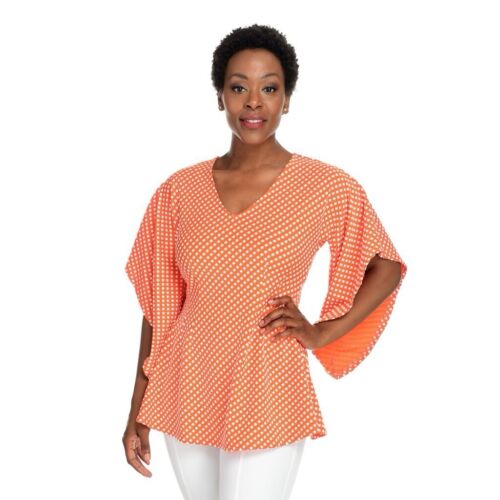 Marc Bouwer Unlimited Women's V-Neck Seamed Top Size Large Flare Angel Sleeve - Picture 2 of 11