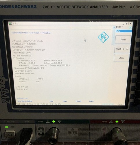 Rohde & Schwarz ZVB 4, Vector Network Analyzer, 4 Port, 300kHz-4GHz # - Bild 13 von 13