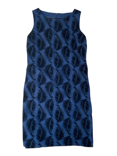 White Stuff Pinafore Dress Blue Tweed Black Velvet Leaf Size 10 - Picture 5 of 10