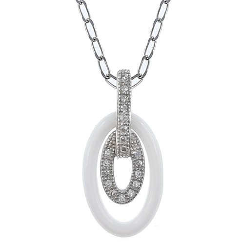 Pendentif en Argent 925, Céramique & Zirconium - NEUF - CHAÎNE en OPTION - Femme - Picture 14 of 17