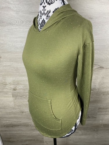 CAT & JACK Pullover Beads Green Hooded Sweatshirt Hoodie Girls Size Large 10 -12 - Picture 2 of 12