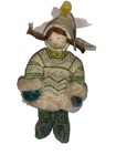 Fabric Girl Dress Fair Isle Stocking Cap Christmas Tree Ornament Green Velvet