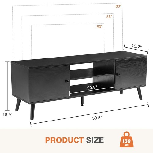 55" 60" TV Stand Mid Century Modern TV Stand Entertainment Center Media Console - Picture 16 of 21