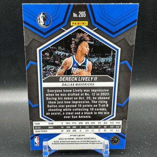 Dereck Lively II Rookie Silver Prizm 2023-24 Panini Mosaic NBA Debut RC #265 - Picture 2 of 2