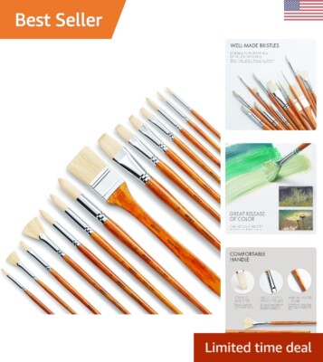 Oil Acrylic Watercolor Paint Brushes 100% Natural Chungking Hog Hair 12pc Filbert Paint Brush Set For Artist Beginner Hoyist I3346426956