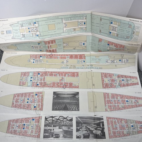 1966 ITALIAN LINE MICHELANGELO RAFFAELLO DECK PLAN - Imagen 7 de 17